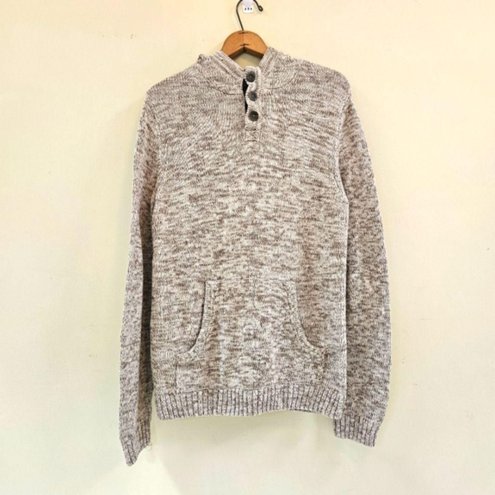 Urban Pipeline Mens 3 Button Pullover Hoodie Sweater Beige Size L #C648